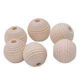 50 Pcs Natural Geometric Screw Thread Carved Wood Beads Unfinished Wooden Spacer Beads for Jewelry Bracelet Necklace DIY Craft Making, 20mm Teensery