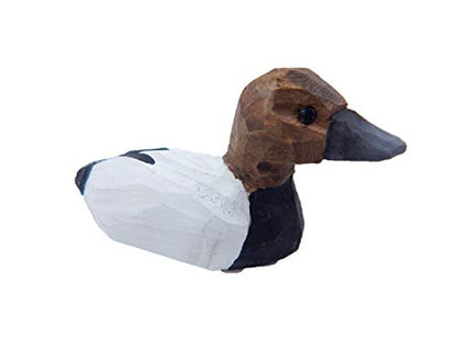 Selsela Canvasback Wooden Duck Figurine - Miniature Bird Statue Handmade Carving Home Decor Decoration Decoy Small Animals - WoodArtSupply