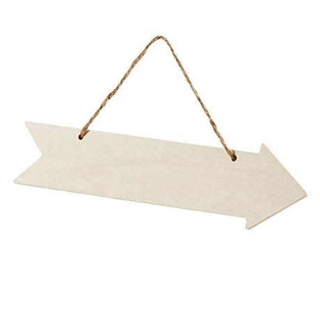 JANOU 3pcs Unfinished Wood Sign Blank Arrow Shape Hanging Wooden Plaque DIY Craft Project Wood Sign with Rope Door Wall Art Decorative, 3x11 Inch JANOU