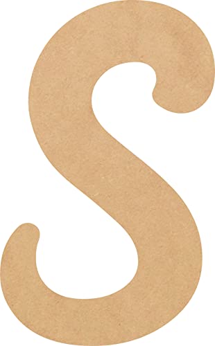 Unfinished 10 Inch Wooden Letters, Wood Alphabet S Small Craft Blank Wall Hanging Decorative Cutout, Muthike Font