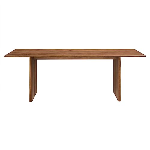 Modway Amistad 86" Solid Wood Modern Farmhouse Rectangular Dining Table in Walnut