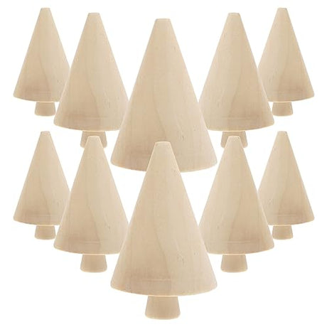 Abaodam 10pcs Mini Wooden Christmas Tree DIY Unfinished Wood Trees Blank Wooden Peg Dolls Unpainted Miniature Trees Statues for Arts Crafts Graffiti Abaodam