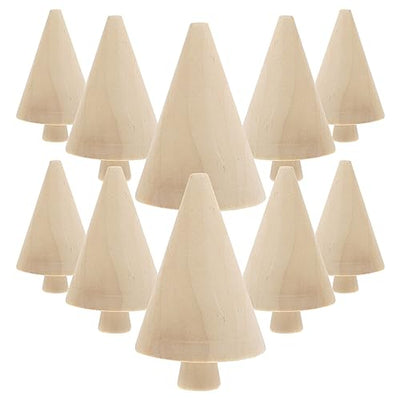 Abaodam 10pcs Mini Wooden Christmas Tree DIY Unfinished Wood Trees Blank Wooden Peg Dolls Unpainted Miniature Trees Statues for Arts Crafts Graffiti