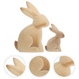 EXCEART 2pcs Easter Decorations Unfinished Wooden Bunny Rabbit Figurines to Paint DIY Easter Wood Crafts Toys Gifts Ornaments for Spring Party EXCEART