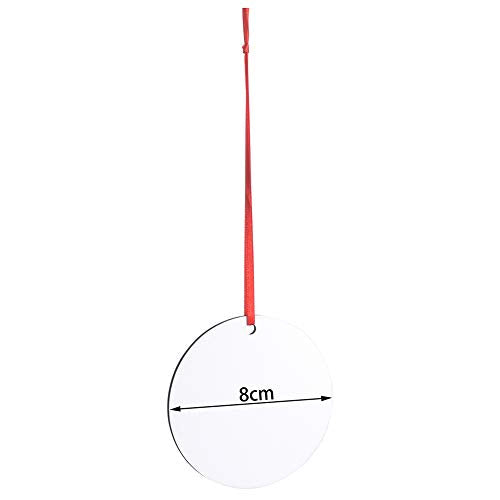 10pcs Sublimation Blanks Round Ornaments, 3.15" Round Blank Wood Discs Hard Board Ornaments White Blank MDF Ornaments for DIY Christmas Decoration WACAR