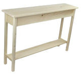 60" Unfinished Pine Wall, Foyer, Sofa, Console, Hall Table With Bottom Shelf Generic