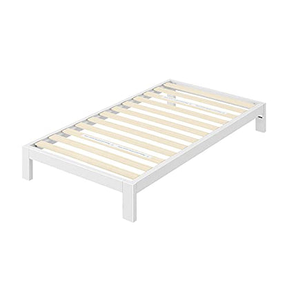 ZINUS Arnav Twin Metal Platform Bed Frame with Wood Slat Support, No Box Spring Required, Easy Assembly, White - WoodArtSupply