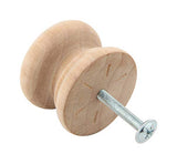 6PCS - Silverline Round Unfinished Wood Cabinet Knobs Pulls for Drawer Furniture Wardrobe Cupboard Kitchen Bathroom, Height 1-1/4" Silverline Hardware
