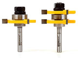 YONICO Tongue and Groove Router Bits Set Up to 3/4-Inch Stock 1/2" Cutting Depth 2 Bit Set 1/4-Inch Shank for Edge-to-Edge Hardwood Flooring, Yonico