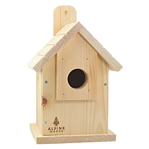 Alpine Woods Bird House - Bird Houses for Outside – Handmade Bluebird House – 9"x 6"x 6" Bluebird Houses - Wooden Bird House with Clean-Out Door and