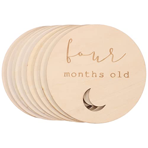 Kisangel 14pcs Milestone Card Unfinished Wood Cards One Month Baby Wood Slices for Baby Shower Monthly Baby Milestone Printable Milestone Baby Months Kisangel