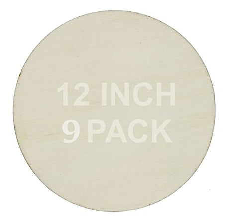 12 Inch Unfinished Round Wood Circles for Crafts, Door Hangers, Clocks, DIY Décor, Paint or Embellish – Wooden Plaque Disc Ready to Decorate | 9 Pack Creative Hobbies