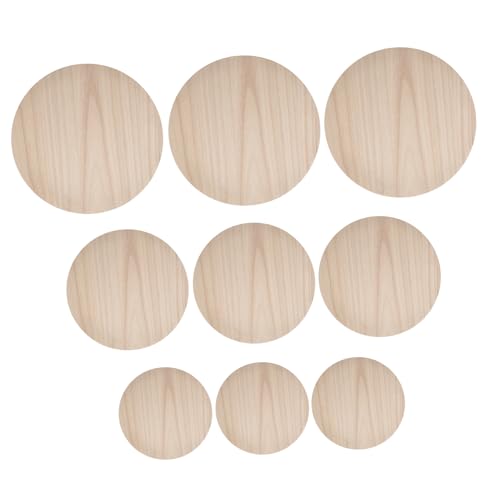 TEHAUX 9Pcs Painted Round Wood Chips Unfinished Wood Rounds Unfinished Wooden Circle Centerpieces Rustic Circle Wood disc Easter Wood Embellishment TEHAUX