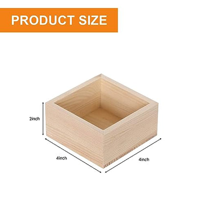 8-Pack Unfinished Small Wooden Boxes 6 Inch Square Rustic Wooden Box for Crafts Wood Box Centerpiece Small Square Wood Boxes for DIY Craft