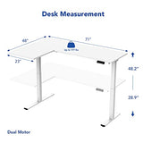 FLEXISPOT Corner Desk Dual Motor L Shaped Computer Electric Standing Sit Stand Up Desk Height Adjustable Home Office Table with Splice Board, 71x48 FLEXISPOT