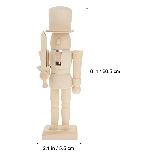 SEWACC Christmas Nutcracker Wooden Unfinished Nutcracker Figurines Blank Unpainted Nutcracker Puppet Walnut Soldier Doll Xmas Desktop Adornment