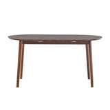 Walker Edison Mid Century Solid Wood Oval Extension Dining Table with Hairpin Legs and Removable Leaf, 60 Inch, Walnut Walker Edison