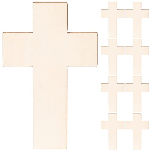 Abaodam 20Pcs Cross Blank Wood Cutouts Easter Cross Wooden DIY Crafts Unfinished Cross Shaped Wooden Pieces Cross Shaped Hanging Ornaments