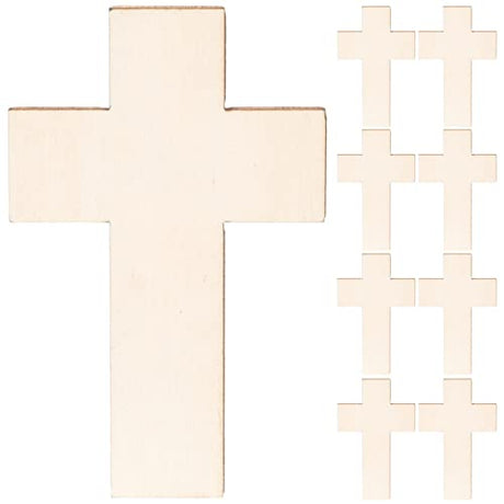 Abaodam 20Pcs Cross Blank Wood Cutouts Easter Cross Wooden DIY Crafts Unfinished Cross Shaped Wooden Pieces Cross Shaped Hanging Ornaments Abaodam