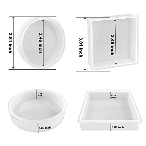 RESINWORLD 8 Pack Deep Round Square Coaster Molds + Upgrade 10 pcs Silicone Coaster Molds Kit Storage Box Mold ResinWorld
