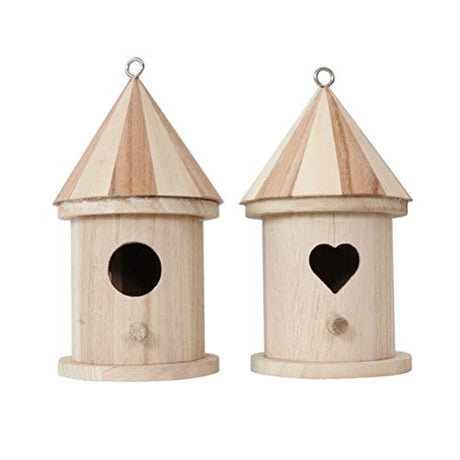 EXCEART 2Pcs Wooden Bird House Unfinished Birdhouse to Paint Hanging Birdhouse for Outside, Garden Patio Decorative EXCEART