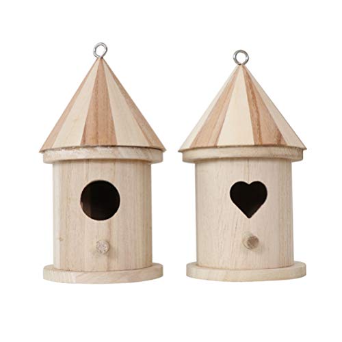 EXCEART 2Pcs Wooden Bird House Unfinished Birdhouse to Paint Hanging Birdhouse for Outside, Garden Patio Decorative - WoodArtSupply