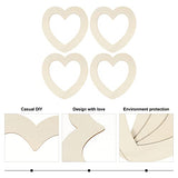 Healifty 4pcs Hollow Heart Wood Piece DIY Ornament Unfinished Heart Ornament Valentines Day Wood Heart Wood Heart Slices Wood Paint Heart Wedding Healifty