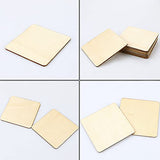 TKOnline 100Pcs Unfinished Wood Pieces, 3 x 3 Inch Blank Natural Wood Square Wooden Slices Wooden Board for DIY Crafts, Painting, Coasters, Scrabble TKOnline