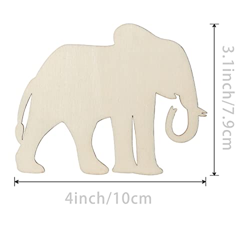Elephant Wood Craft Animal Unfinished Wood DIY Craft Ornament for Wedding Birthday Thanksgiving Party Animal Theme Party Decoration 20Pack Lamantery