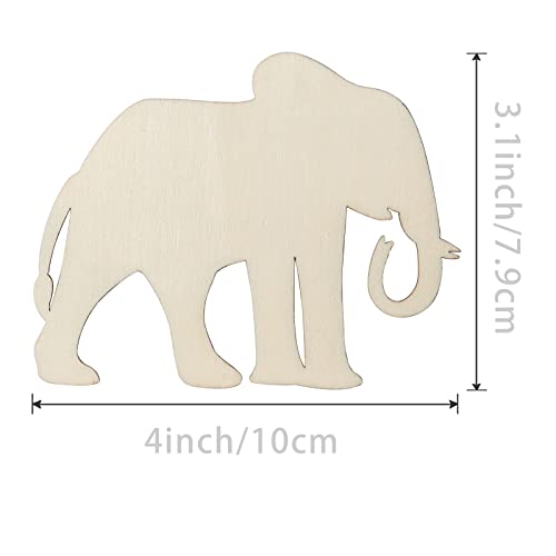 Elephant Wood Craft Animal Unfinished Wood DIY Craft Ornament for Wedding Birthday Thanksgiving Party Animal Theme Party Decoration 20Pack - WoodArtSupply