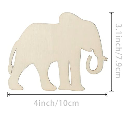 Elephant Wood Craft Animal Unfinished Wood DIY Craft Ornament for Wedding Birthday Thanksgiving Party Animal Theme Party Decoration 20Pack - WoodArtSupply