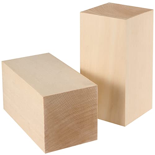 MUKCHAP 6 Pack Basswood Block, 6 x 3 x 3 Inch Basswood Carving Blocks, Large Unfinished Soft Wood Blocks for Crafts Carving and Whittling MUKCHAP