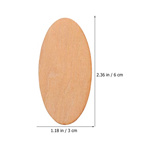 COHEALI 50pcs Wood Round Cutouts Unfinished Oval Wood Shapes Pieces Wood Discs Slices Oval Wood Embellishments for DIY Craft Wedding Christmas Decor COHEALI