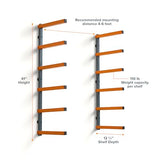 Bora Wood Organizer and Lumber Storage Metal Rack with 6-Level Wall Mount – Indoor and Outdoor Use, In Orange | PBR-001 Bora