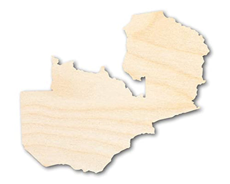 Unfinished Wood Zambia Country Shape - Southern Africa Craft - up to 36" DIY 7" / 1/2" 24 Hour Crafts