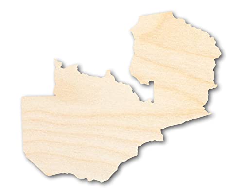 Unfinished Wood Zambia Country Shape - Southern Africa Craft - up to 36" DIY 7" / 1/2" 24 Hour Crafts