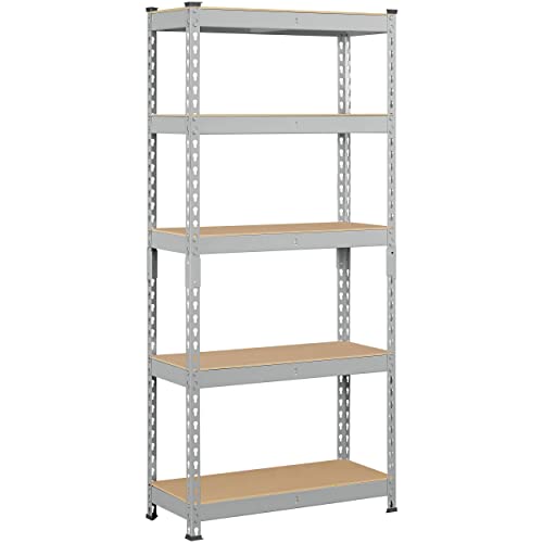 Topeakmart 5-Tier Utility Shelves, Metal Storage Shelves Garage Shelving Unit Adjustable Garage Storage Shelves Storage Racks Heavy Duty Shed - WoodArtSupply