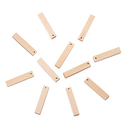 LiQunSweet 20-Pieces Unfinished Wood Blank Slice Pendants Rectangle Tube Wooden Cuboid Wheat for Necklace Jewelry Making DIY Crafts Art Project Home