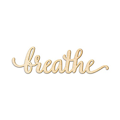 Woodums Breathe Script Word Wood Sign Home Décor Wall Art for Gallery Wall - Unfinished 18" Wide x 5" Tall Woodums