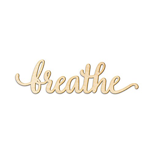 Woodums Breathe Script Word Wood Sign Home Décor Wall Art for Gallery Wall - Unfinished 18" Wide x 5" Tall