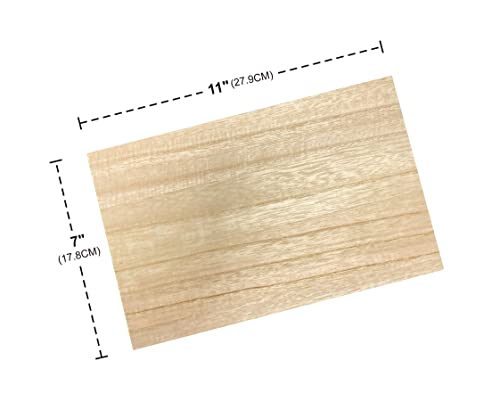 6 Pieces Veneered MDF Double Sided Paulownia Wood,MDF Core,6.4mm 1/4th Inch, 7" x11" Rectangle Slice, Unfinished Wooden Canvas Boards Signs for Cregugua