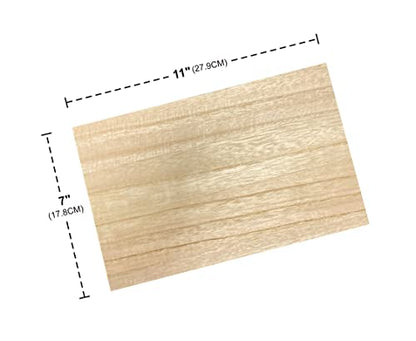 6 Pieces Veneered MDF Double Sided Paulownia Wood,MDF Core,6.4mm 1/4th Inch, 7" x11" Rectangle Slice, Unfinished Wooden Canvas Boards Signs for