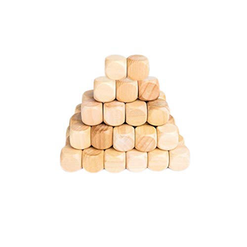 MILISTEN 50Pcs Wooden Blank Dice Unfinished Wooden Dice 6 Sided Wood Cubes Wood Square Dices Blocks with Rounded Corners for DIY Crafts