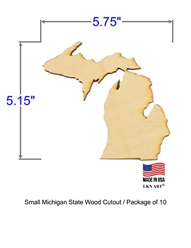 Michigan State Wood Cutout (Small 5.75" x 5.15" (Package of 10), 1/4" Baltic Birch) - WoodArtSupply