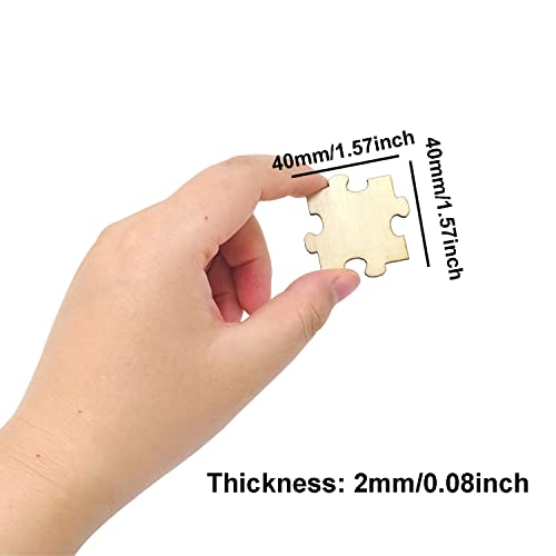Honbay 100PCS Unfinished Wooden Blank Puzzle Pieces Mini Wood Jigsaw Puzzles for Crafts Arts and Card Making HONBAY