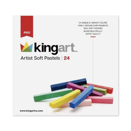 KINGART Pro Artist Soft Pastels, Unique & Vibrant Colors, Drawing, Blending, Layering, Shading, All Skill Levels, 24 pc. KINGART