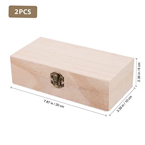 VOSAREA 2 Sets 2pcs Solid Wood Storage Box Makeup Organizer Unfinished Jewelry Organizer for Women Sundries Container Retro Style Container Treasure VOSAREA