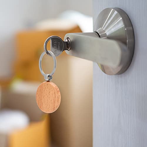 Wood Custom Engraved Circle Keychain With FREE engraving Make a Customizable, Engravable, Brown Wood Personal Key Chain Ring. Gift for Women, Men, Make It Personal Jewelry