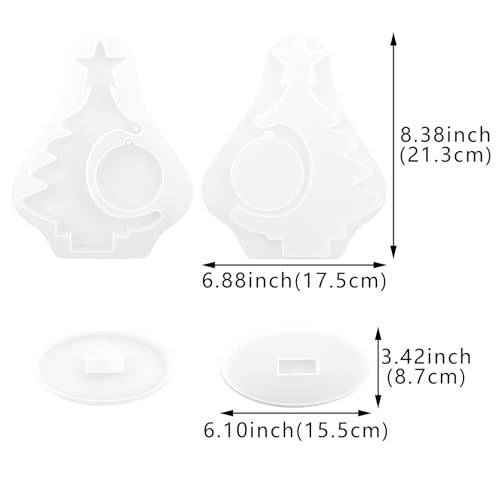 Photo Frame Silicone Mold with 10pcs Chain Accessories Christmas Tree Shaped Epoxy Resin Molds DIY Crafts Photo Decor Casting Tools for Home Table - WoodArtSupply