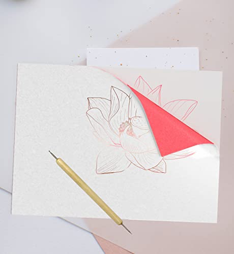 MyArtscape Graphite Transfer Paper, 20 Red Sheets - Wax Free - Erasable - Smudge-Free - Ideal for Drawing and Tracing - Premium Arts and Crafts MyArtscape